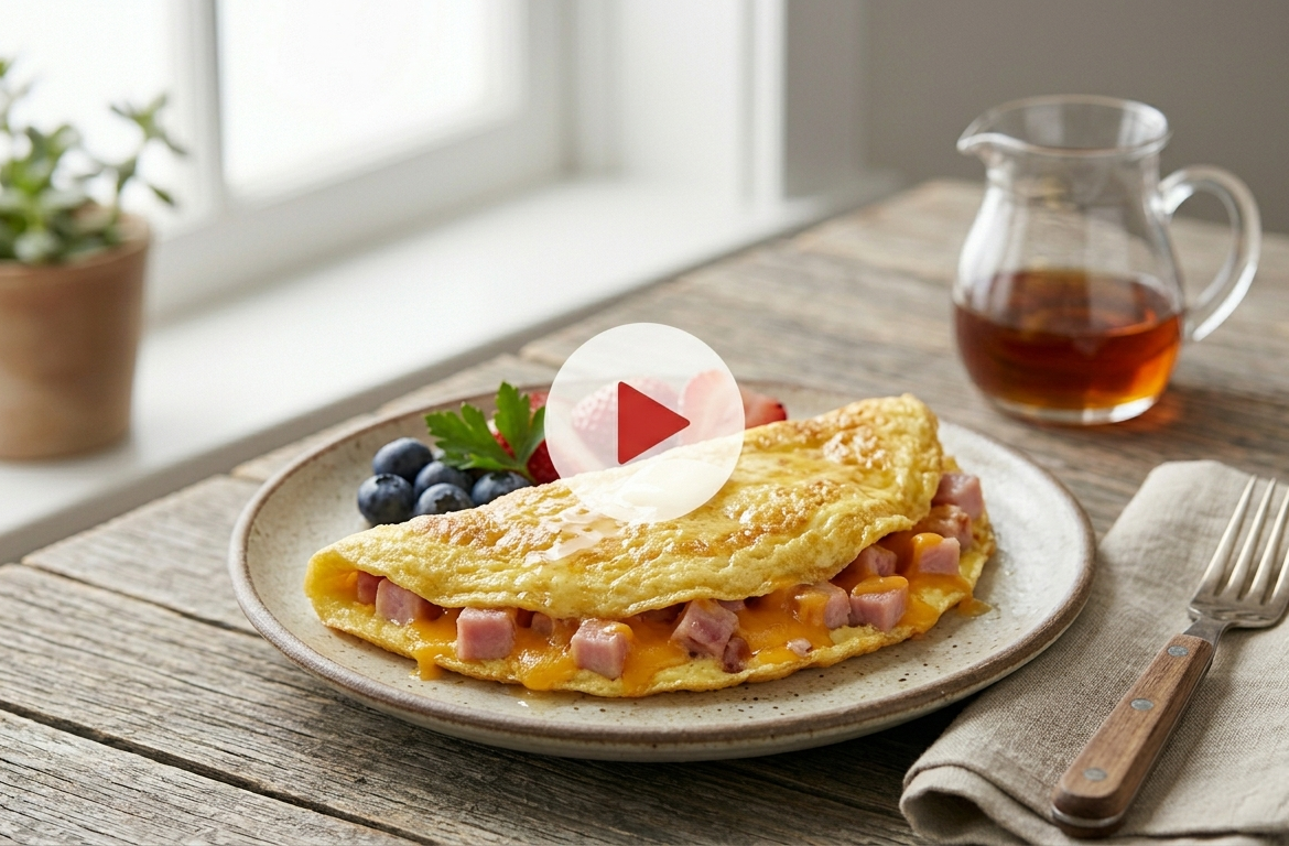Classic American Omelet Recipe with Ham and Cheese