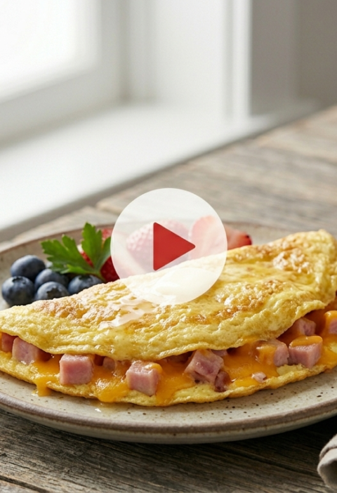 Classic American Omelet Recipe with Ham and Cheese