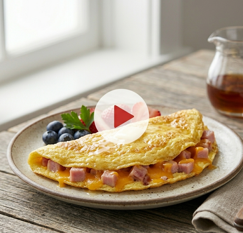 Classic American Omelet Recipe with Ham and Cheese